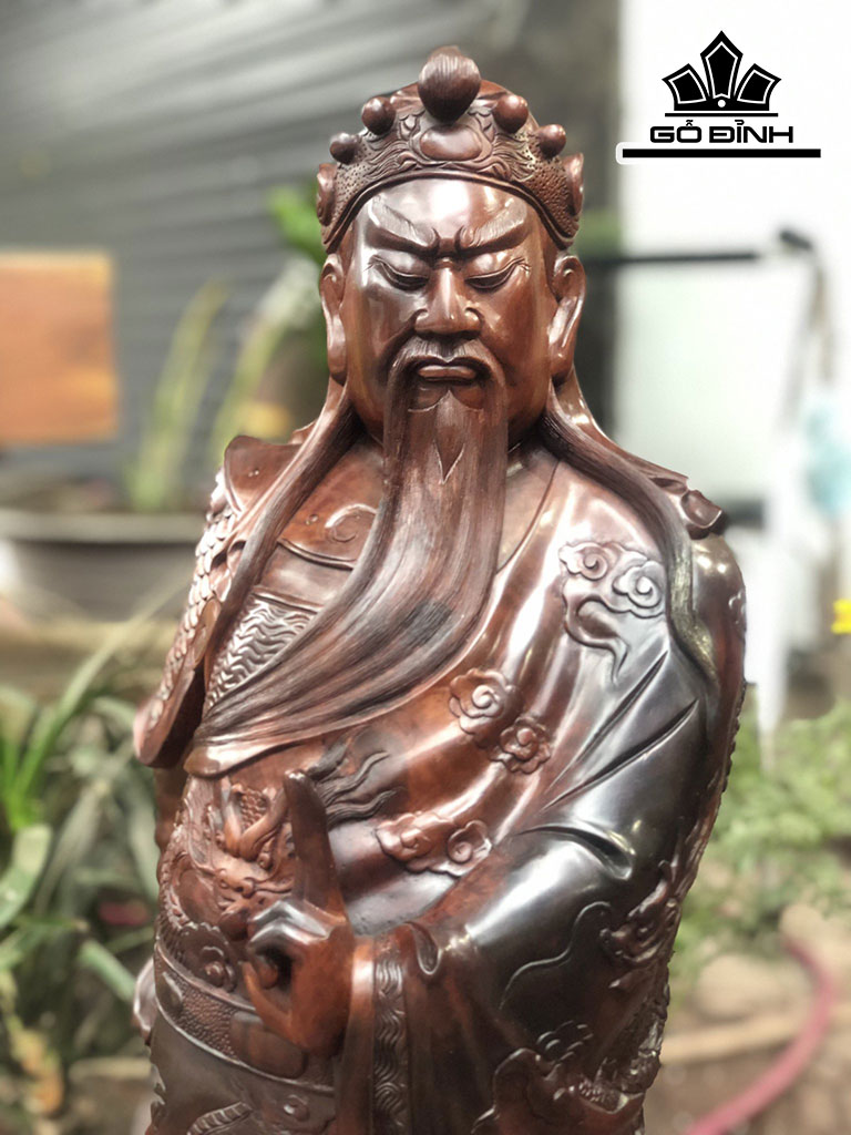 Tượng Quan Công Gỗ Trắc Cao 88 Ngang 24 Sâu 22 (cm)