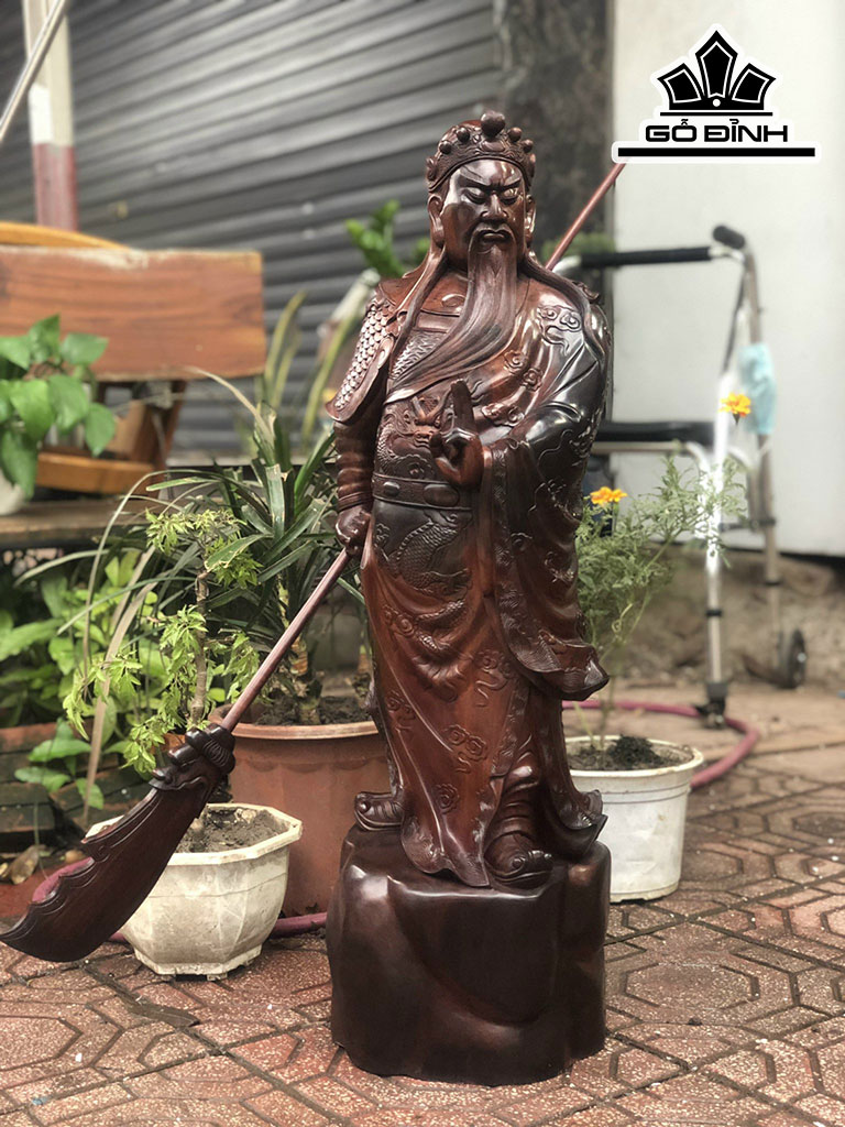 Tượng Quan Công Gỗ Trắc Cao 88 Ngang 24 Sâu 22 (cm)