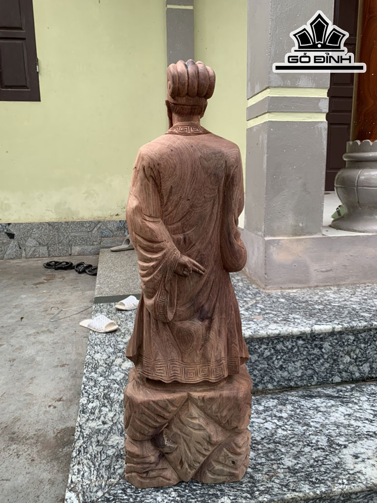 Tượng Gia Cát Lượng Gỗ Hương Cao 80 Ngang 26 Sâu 15 (cm)