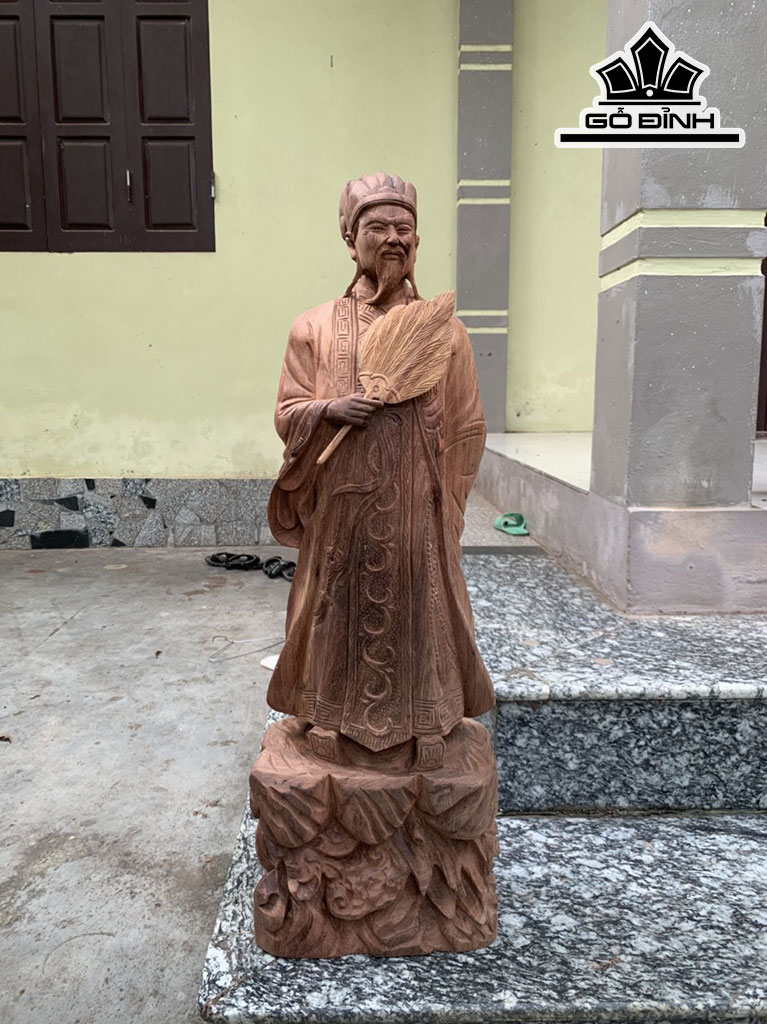 Tượng Gia Cát Lượng Gỗ Hương Cao 80 Ngang 26 Sâu 15 (cm)