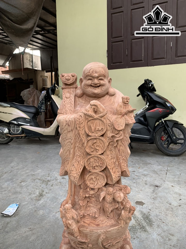 Tượng Phật Di Lặc Gỗ Hương Cao 100 Ngang 34 Sâu 30 (cm)
