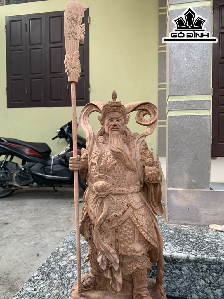 Tượng Quan Công Gỗ Hương Cao 80 Ngang 31 Sâu 23 (cm)