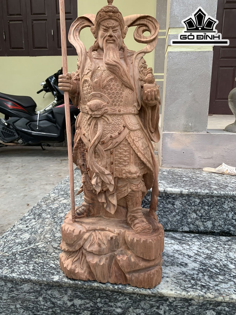 Tượng Quan Công Gỗ Hương Cao 80 Ngang 31 Sâu 23 (cm)