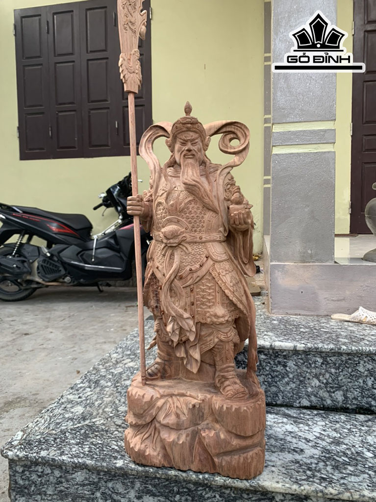 Tượng Quan Công Gỗ Hương Cao 80 Ngang 31 Sâu 23 (cm)