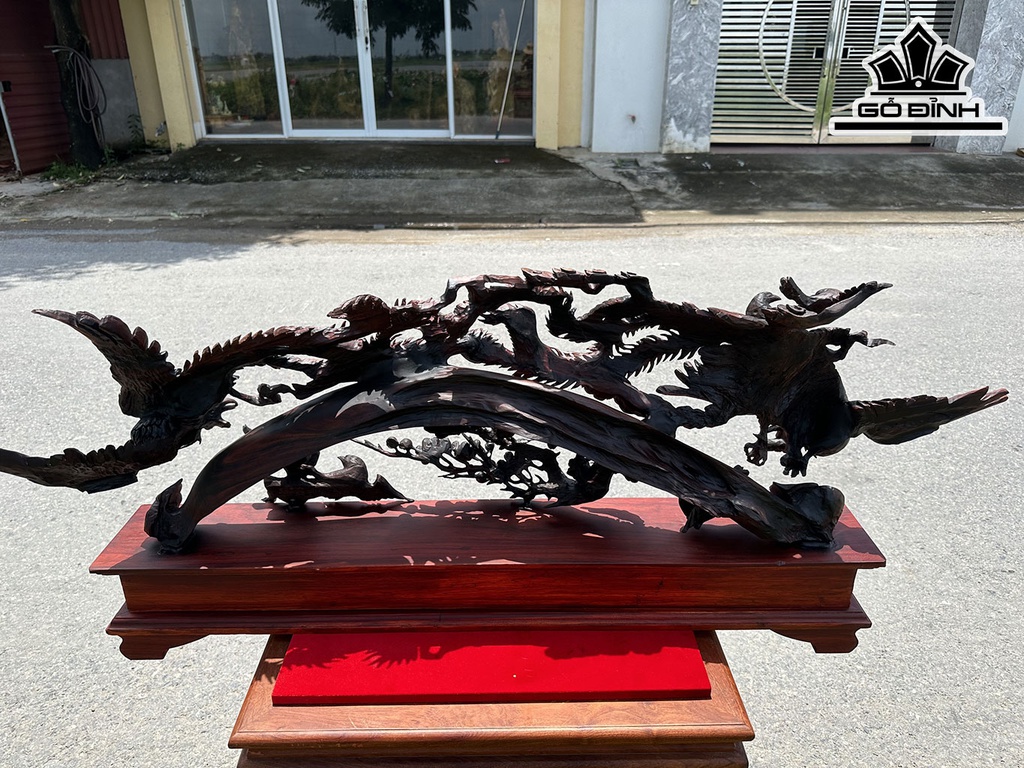 Tượng Chim Gỗ Trắc Cao 51 Ngang 119 Sâu 17 (cm)