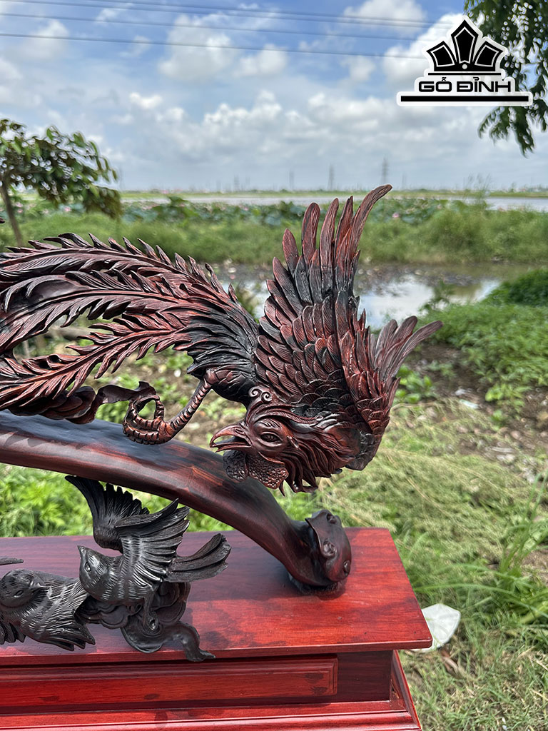 Tượng Chim Gỗ Trắc Cao 51 Ngang 119 Sâu 17 (cm)