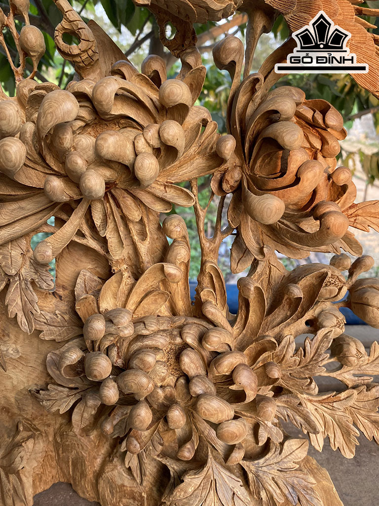 Tượng Chim Phượng Hoàng Gỗ Bách Xanh Cao 60 Ngang 44 Sâu 16 (cm)