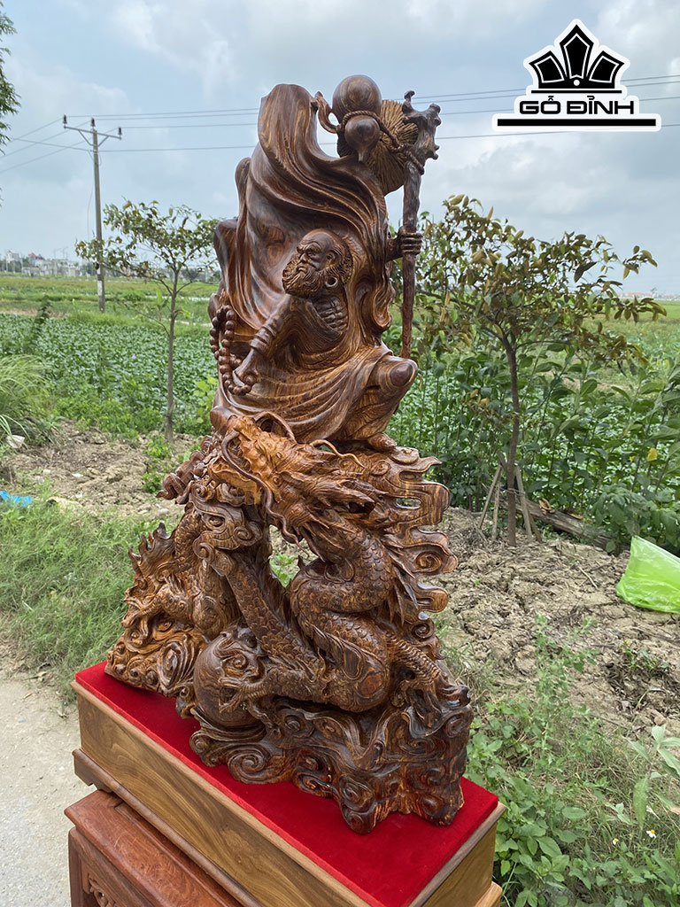 Tượng Đạt Ma Sư Tổ Gỗ Cẩm Cao 95 Ngang 67 Sâu 35 (cm)