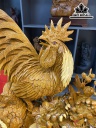 Tượng Gia Đình Gà Gỗ Hương Cao 55 Ngang 55 Sâu 30 (cm)