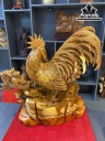 Tượng Gia Đình Gà Gỗ Hương Cao 55 Ngang 55 Sâu 30 (cm)