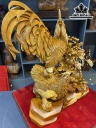 Tượng Gia Đình Gà Gỗ Hương Cao 55 Ngang 55 Sâu 30 (cm)