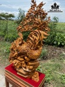 Tượng Gia Đình Gà Gỗ Hương Cao 107 Ngang 65 Sâu 25 (cm)