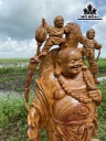 Tượng Phật Di Lặc Tam Phúc Gỗ Hương Cao 80 Ngang 42 Sâu 22 (cm)