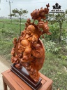 Tượng Phật Di Lặc Vác Cành Đào Gỗ Hương Cao 86 Ngang 55 Sâu 23 (cm)