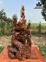 Tượng Phu Thê Viên Mãn Gỗ Bách Xanh Cao 66 Ngang 31 Sâu 15 (cm)