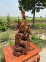 Tượng Phu Thê Viên Mãn Gỗ Bách Xanh Cao 66 Ngang 31 Sâu 15 (cm)