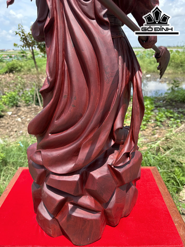Tượng Quan Công Gỗ Tử Đàn Cao 115 Ngang 37 Sâu 33 (cm)