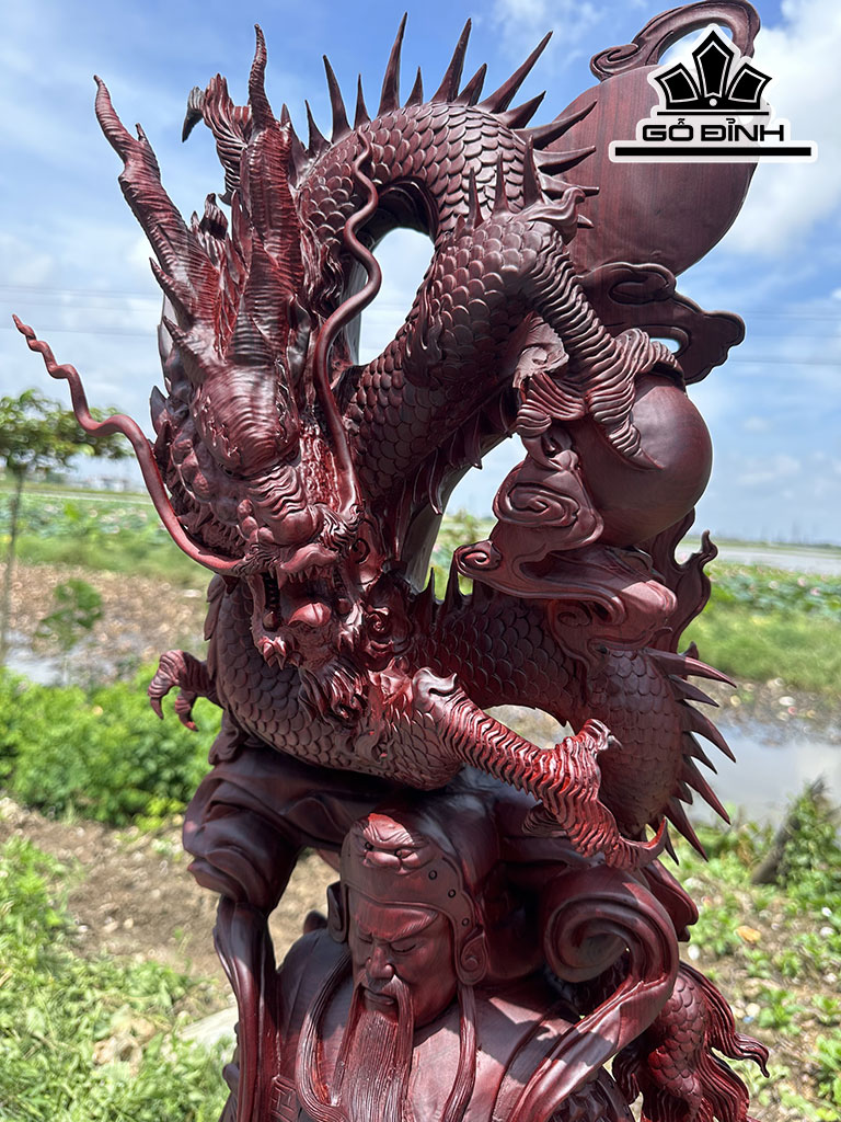 Tượng Quan Công Gỗ Tử Đàn Cao 115 Ngang 37 Sâu 33 (cm)