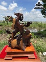 Tượng Song Mã Uyên Ương Gỗ Cẩm Cao 56 Ngang 39 Sâu 22 (cm)