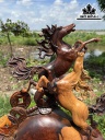 Tượng Song Mã Uyên Ương Gỗ Cẩm Cao 56 Ngang 39 Sâu 22 (cm)