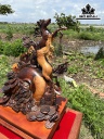 Tượng Song Mã Uyên Ương Gỗ Cẩm Cao 56 Ngang 39 Sâu 22 (cm)