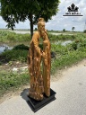 Tượng Thần Trà Gỗ Dổi Cao 147 Ngang 48 Sâu 26 (cm)