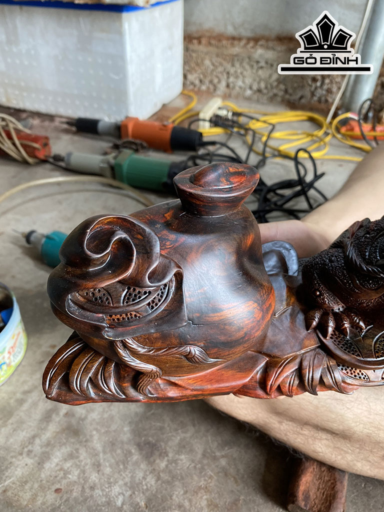 Tượng Thiềm Thừ Gỗ Hương Cao 13 Ngang 35 Sâu 13 (cm)
