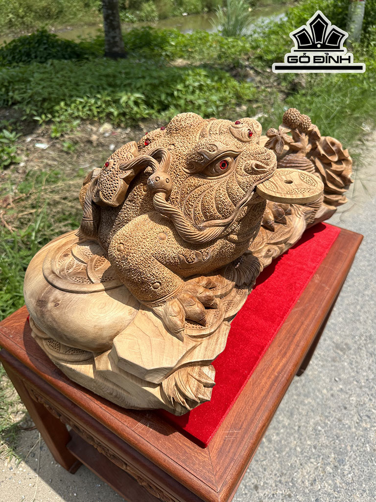 Tượng Thiềm Thừ Gỗ Ngọc Am Cao 30 Ngang 60 Sâu 33 (cm)