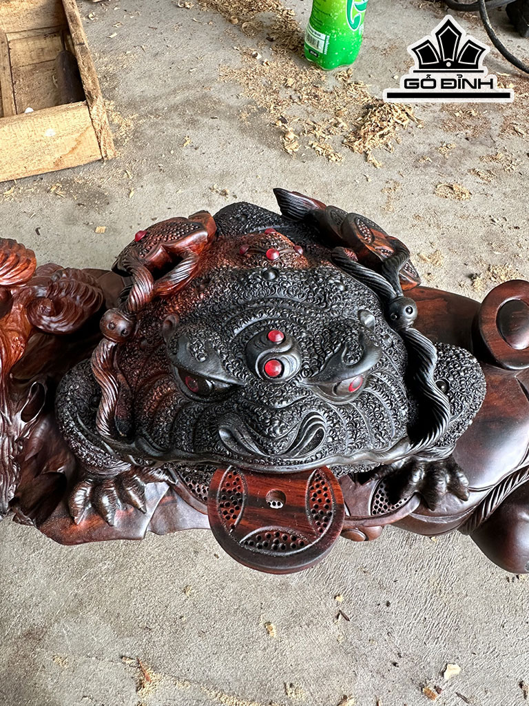 Tượng Thiềm Thừ Gỗ Trắc Cao 17 Ngang 34 Sâu 18 (cm)