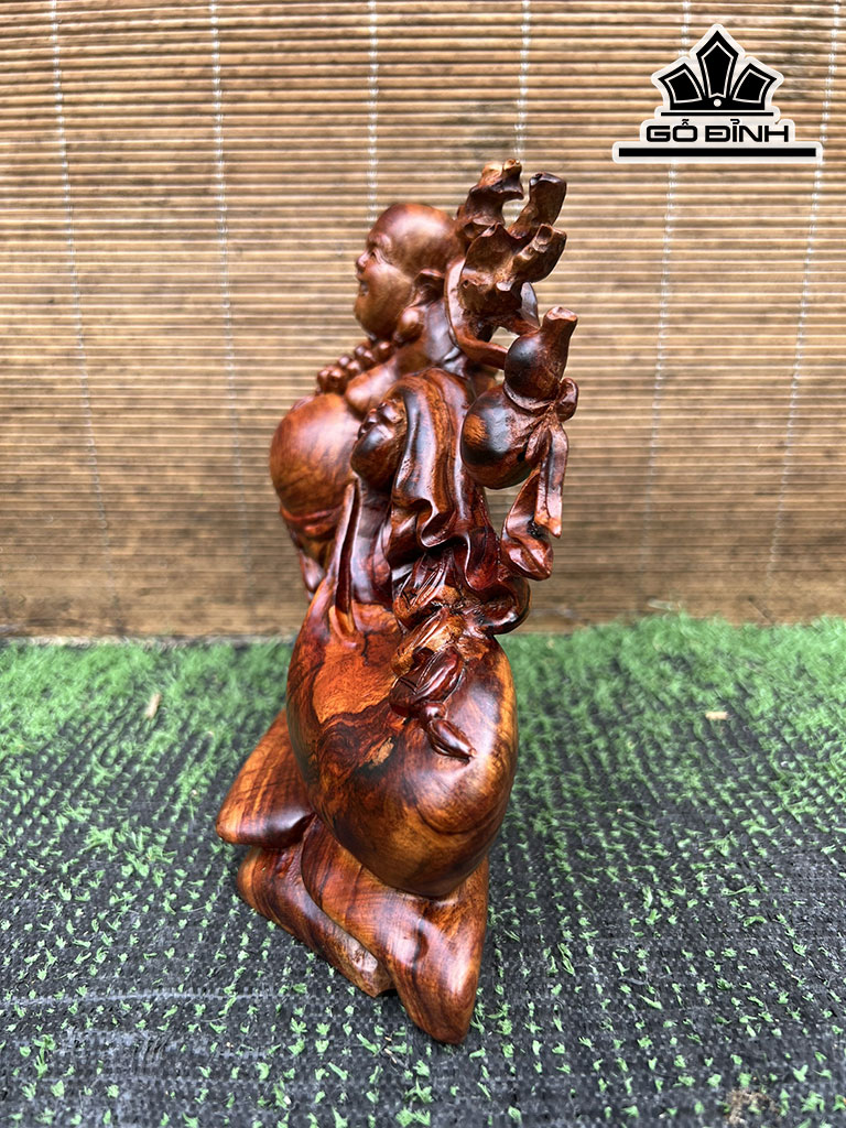 Tượng Phật Di Lặc Gỗ Sưa Cao 16 Ngang 23 Sâu 6 (cm)