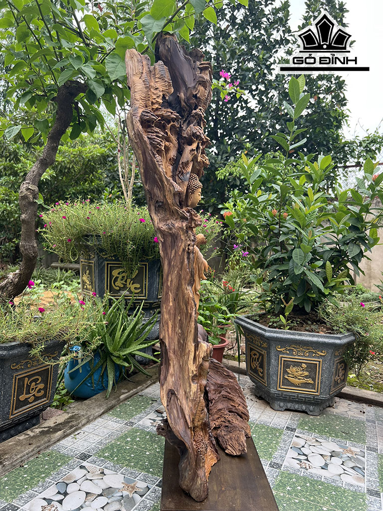 Tượng Phật Tổ Gỗ Bách Xanh Cao 109 Ngang 45 Sâu 26 (cm)