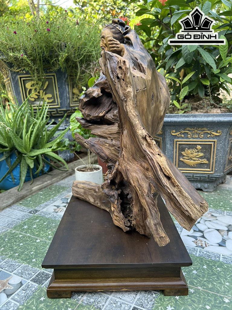 Tượng Thần Trà Gỗ Bách Xanh Cao 52 Ngang 52 Sâu 28 (cm)