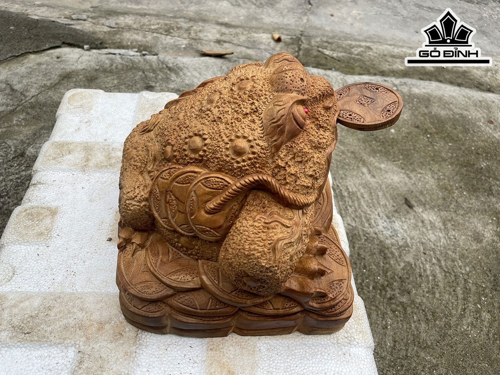 Tượng Thiềm Thừ Gỗ Ngọc Am Cao 25 Ngang 30 Sâu 23 (cm)