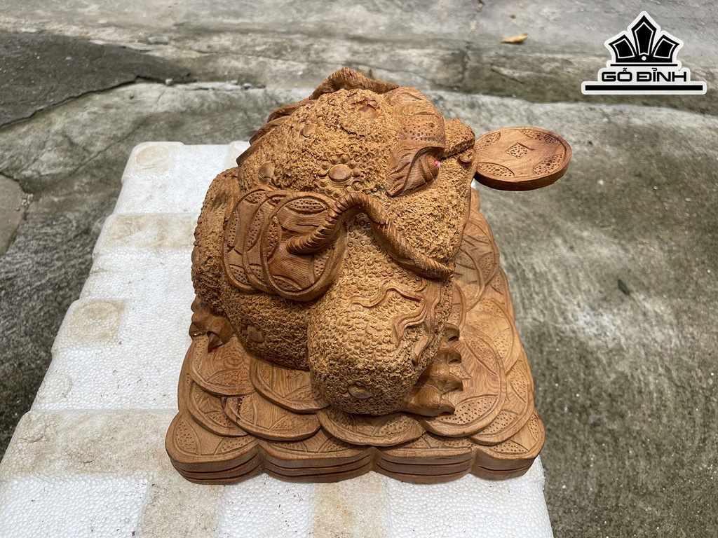 Tượng Thiềm Thừ Gỗ Ngọc Am Cao 29 Ngang 30 Sâu 23 (cm)