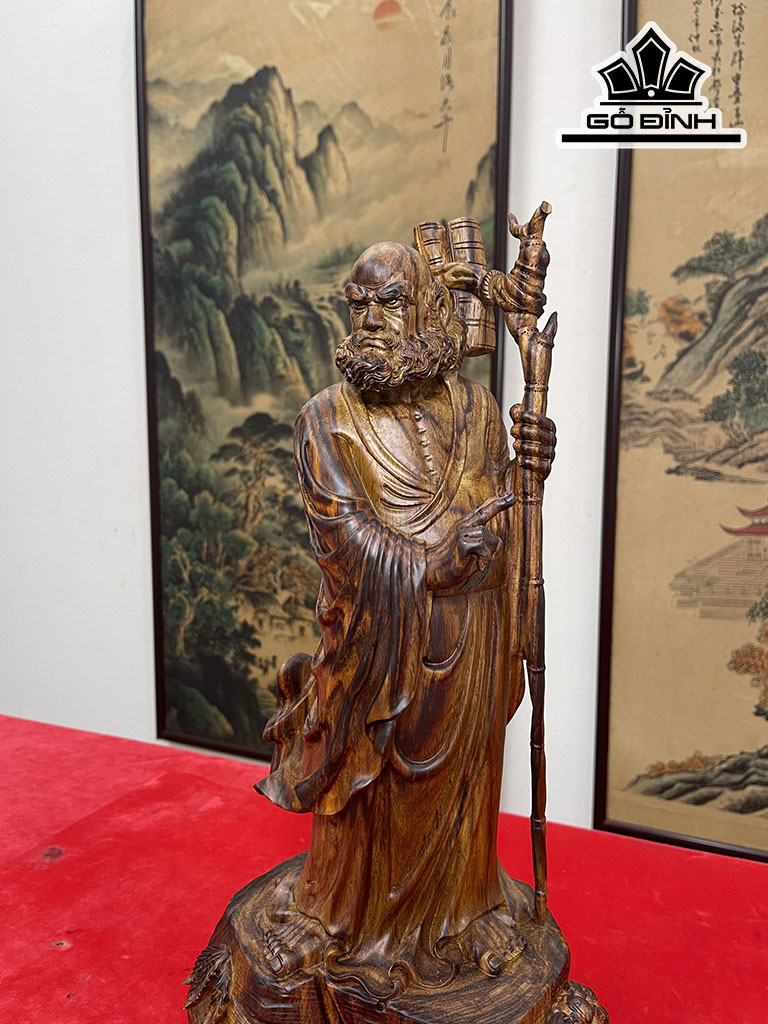 Tượng Đạt Ma Sư Tổ Gỗ Sưa Cao 45 Ngang 23 Sâu 19 (cm)
