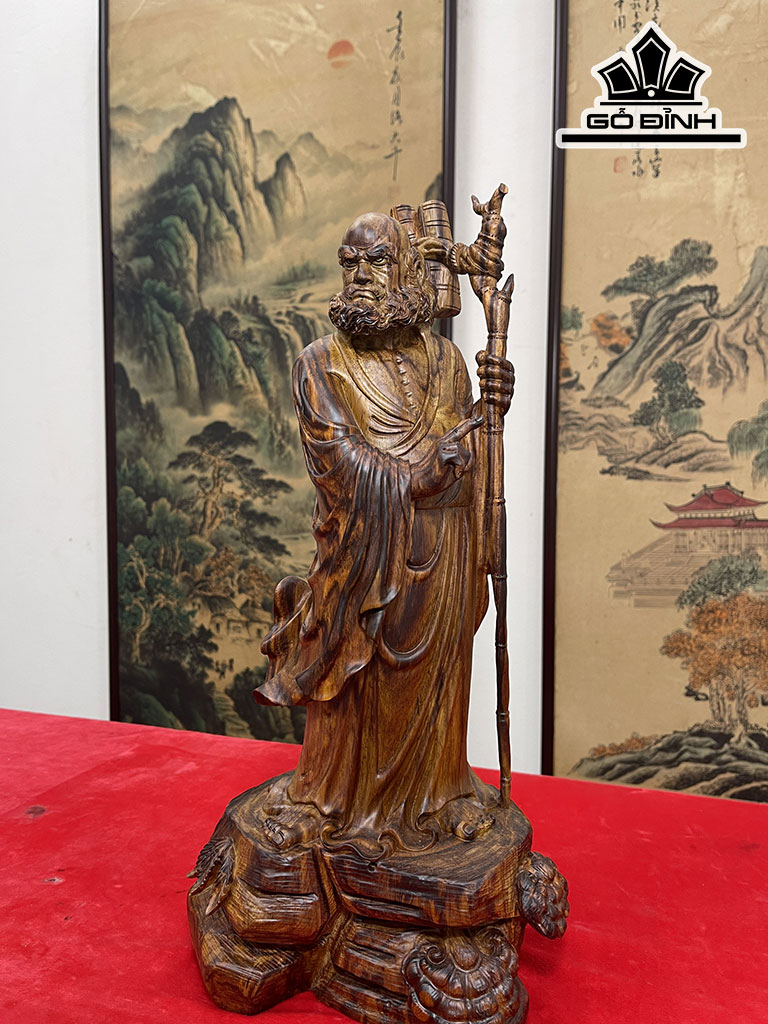 Tượng Đạt Ma Sư Tổ Gỗ Sưa Cao 45 Ngang 23 Sâu 19 (cm)