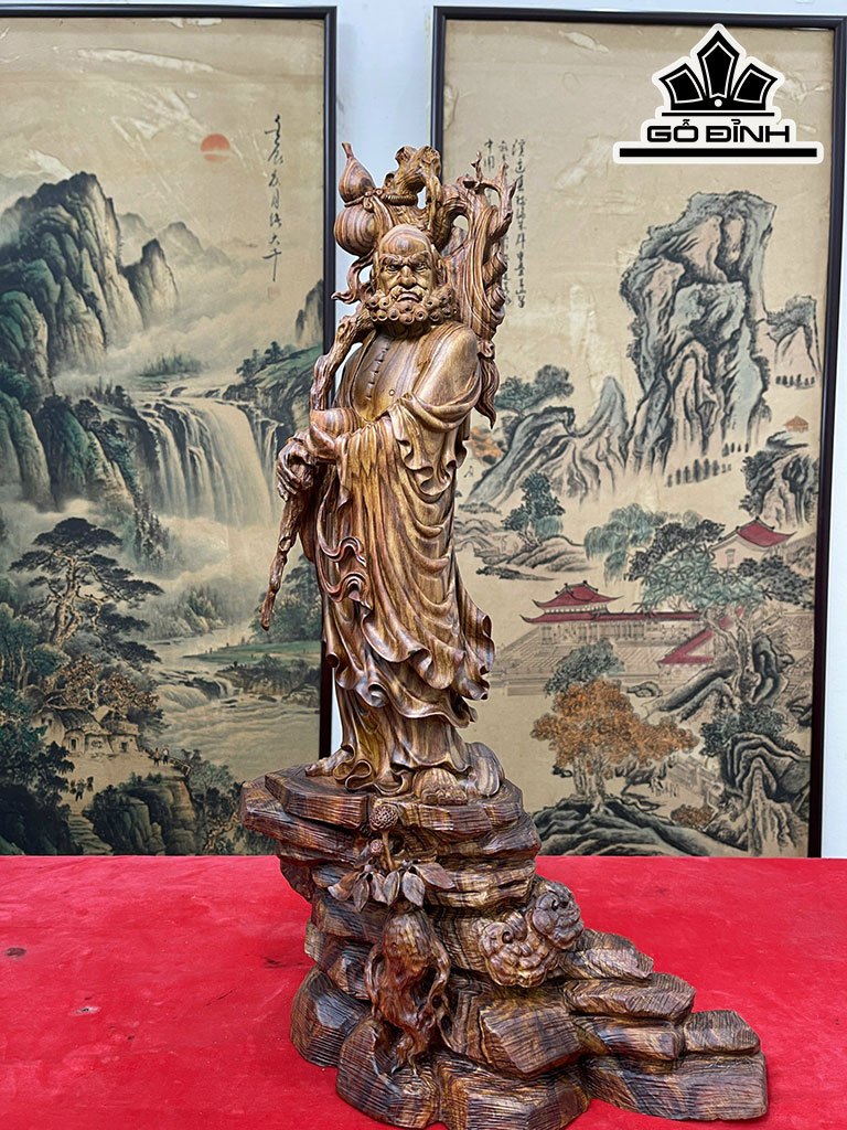 Tượng Đạt Ma Sư Tổ Gỗ Sưa Cao 61 Ngang 38 Sâu 24 (cm)