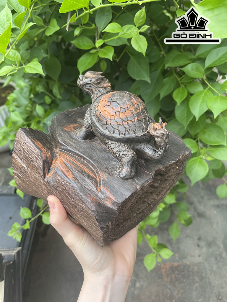 Tượng Long Quy Gỗ Trắc Cao 17 Ngang 16 Sâu 14 (cm)