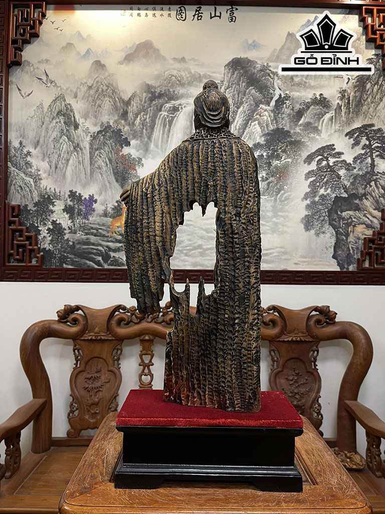Tượng Thần Trà Gỗ Bách Xanh Cao 58 Ngang 26 Sâu 11 (cm)