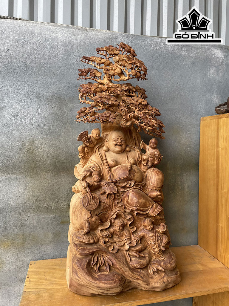 Tượng Phật Di Lặc Gỗ Ngọc Am Cao 100 Ngang 43 Sâu 32 (cm)