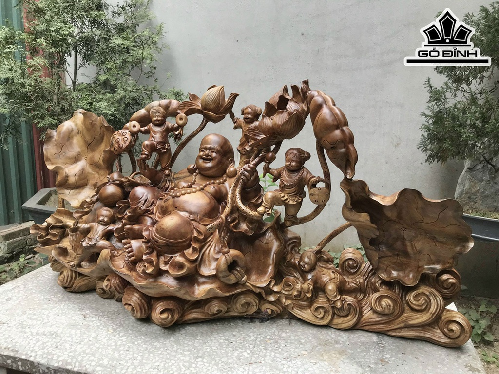 Tượng Phật Di Lặc Gỗ Xá Xị Cao 110 Ngang 56 Sâu 35 (cm)