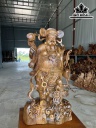 Tượng Thần Tài Gỗ Bách Xanh Cao 85 Ngang 46 Sâu 26 (cm)