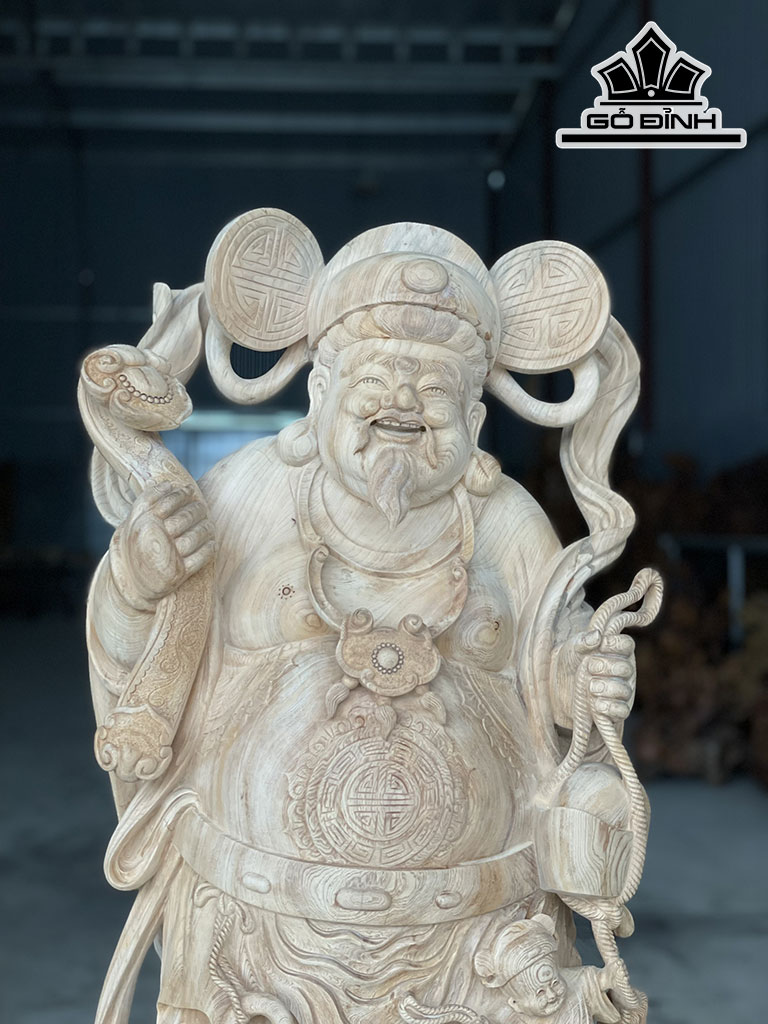 Tượng Thần Tài Gỗ Ngọc Am Cao 100 Ngang 43 Sâu 25 (cm)