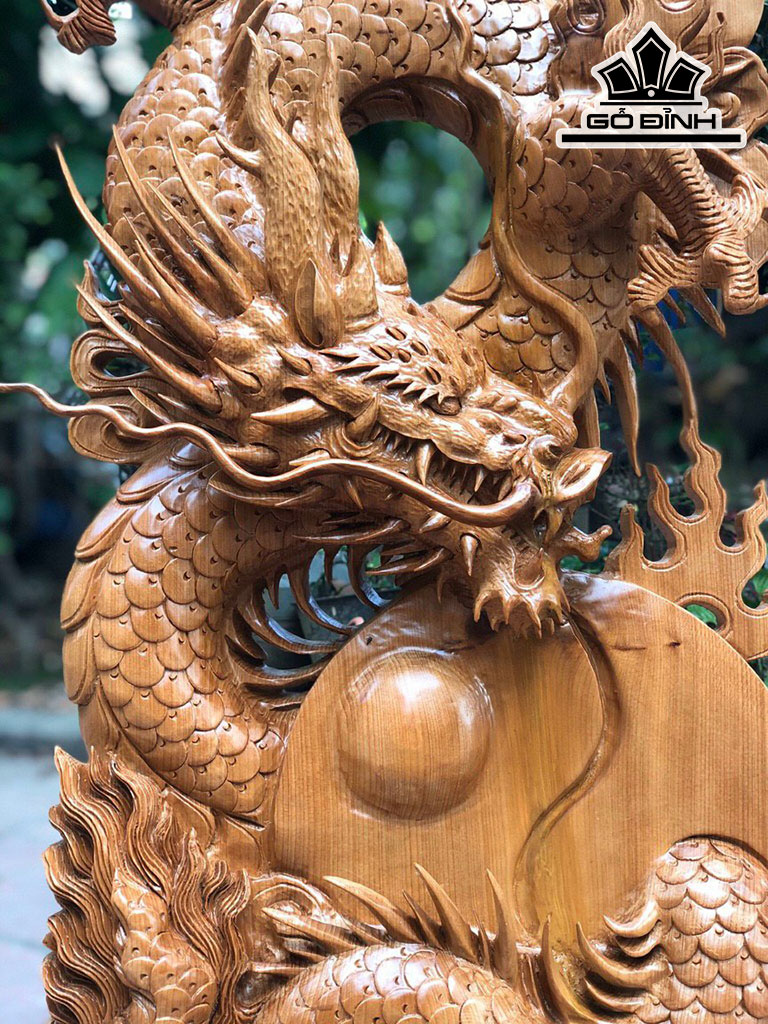 Tượng Nhất Long Gỗ Ngọc Am Cao 85 Ngang 47 Sâu 14 (cm)