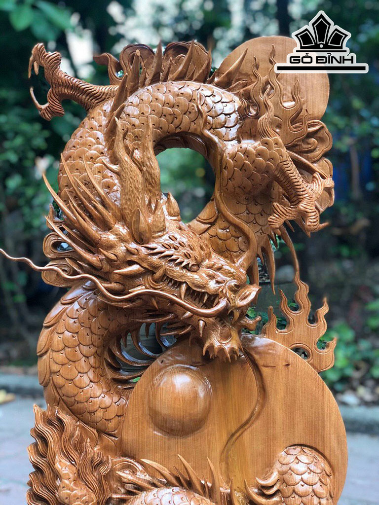 Tượng Nhất Long Gỗ Ngọc Am Cao 85 Ngang 47 Sâu 14 (cm)