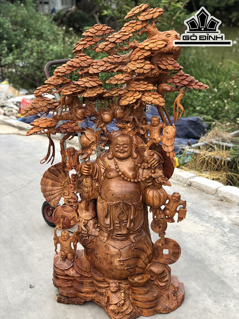 Tượng Phật Di Lặc Ngũ Phúc Gỗ Hương Cao 147 Ngang 85 Sâu 46 (cm)