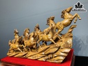 Tượng Bát Mã Gỗ Bách Xanh Cao 42 Ngang 86 Sâu 21 (cm)