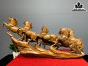 Tượng Bát Mã Gỗ Bách Xanh Cao 42 Ngang 86 Sâu 21 (cm)