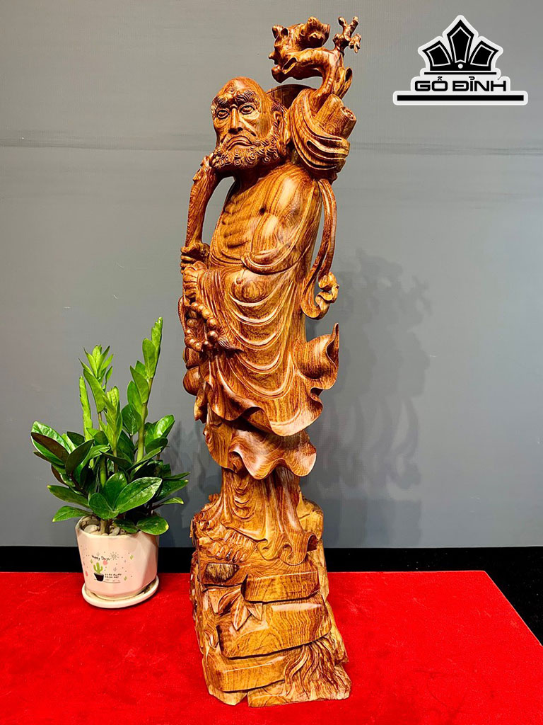 Tượng Đạt Ma Giáo Hóa Gỗ Cẩm Cao 68 Ngang 21 Sâu 15 (cm)