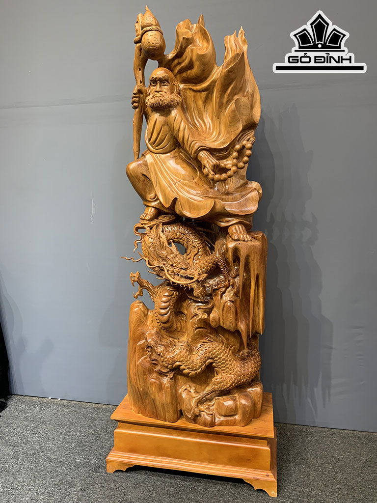 Tượng Đạt Ma Sư Tổ Gỗ Ngọc Am Cao 156 Ngang 56 Sâu 32 (cm)